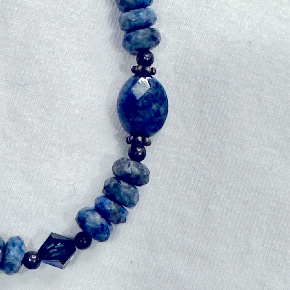 Blue stone and bead necklace - 16 inches - Picture 3 of 3